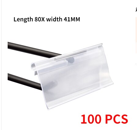 Étiquette de prix de supermarché, étiquette à crochet en plastique, bande de carte, ensemble d&#39;étiquettes transparentes, ensemble de cartes de prix de magasin de proximité: 80x41MM  100PCS