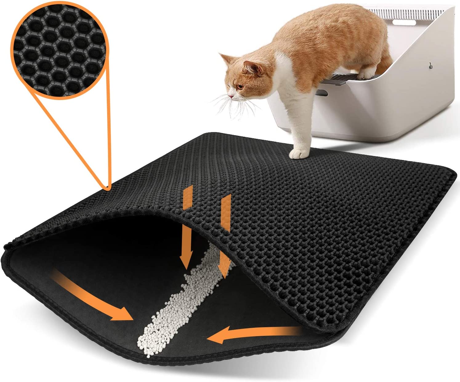 Cat Litter Mat Cat Litter Trapping Mat Honeycomb Double Layer Urine and Water Proof Material, Scatter Control Less Was