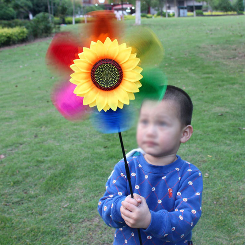 Sonnenblumen Windmühle Hof Farbe Zufällig Wind Spinner draussen Windrad Kunststoff 3D Rasen Wirbel Heimat Garten Party Spielzeug Dekoration