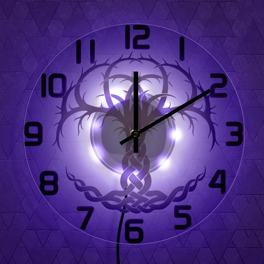 Celtic Tree Of Life Silent Wall Clock Modern Norse Yggdrasil Family Tree Minimalist Wall Clock For Living Room Boho