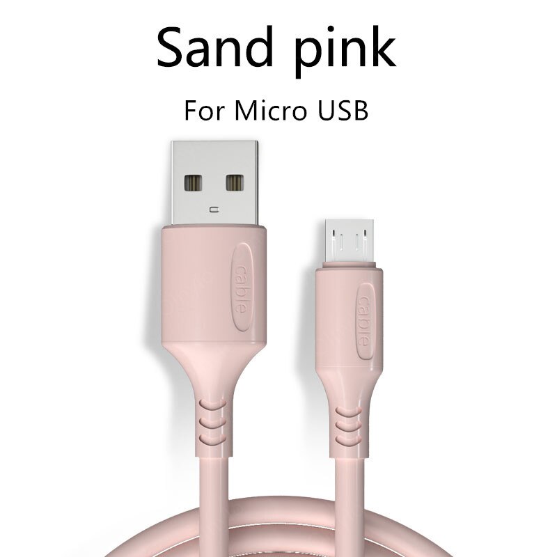 Câble Micro USB en Silicone souple, 1.8m/1.2m/0.25m, pour téléphone Samsung, huawei, xiaomi, Android: Pink / 1.8m