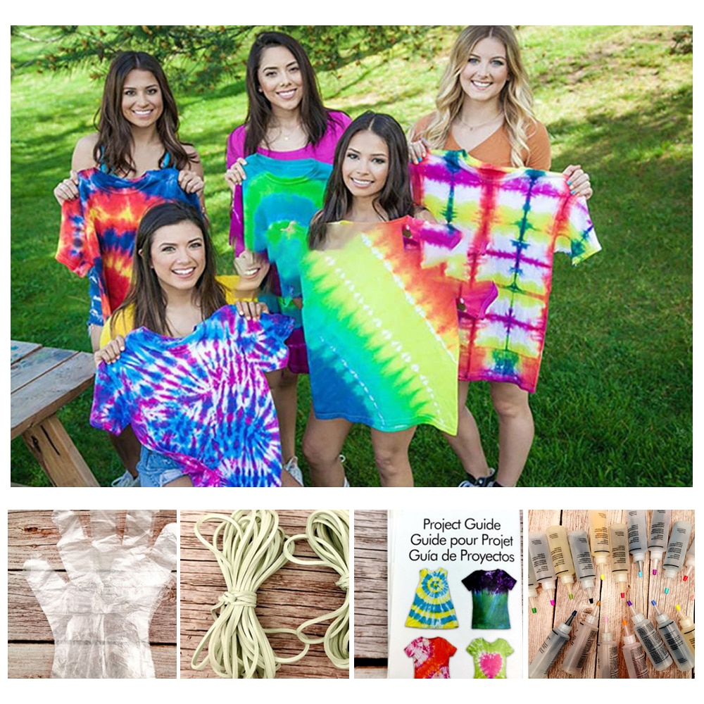 18pcs Tie Dye Kit Non Toxic DIY Clothing Graffiti Fabric One Step Textile Paints
