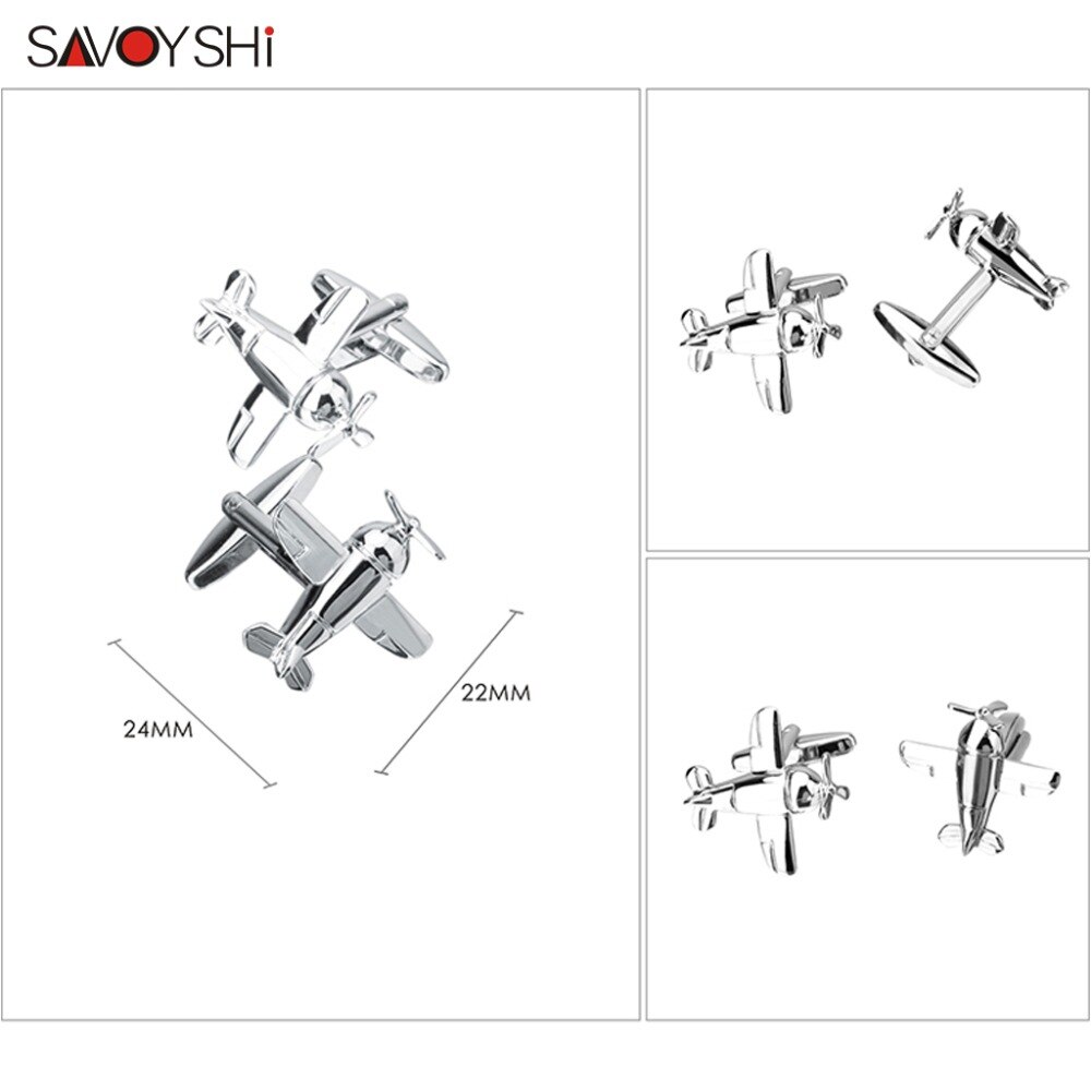 SAVOYSHI Silber Überzogene Flugzeug Modell Manschettenknöpfe für Mens Manschette Verknüpfungen Feine Freies gravur Name