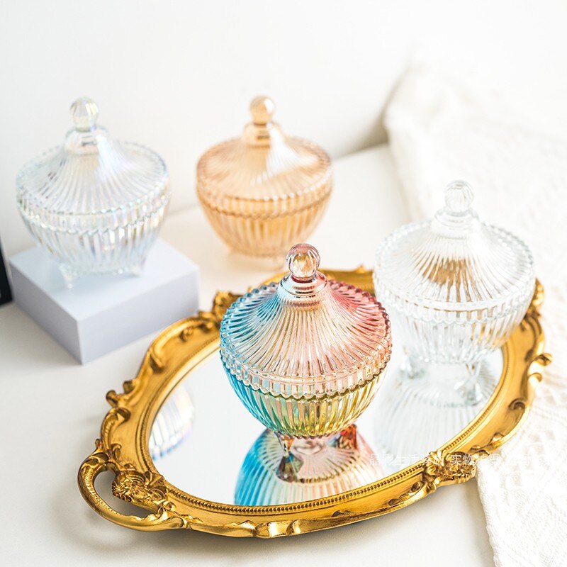 European style glass containers For home glass jars and lids candy jar honey jar candle jars with lid storage tank Glass