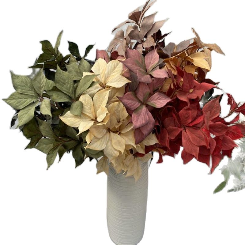 One Silk Filbert Tree Leaf Branch Artificial Hazel Greenery Plant for Green Wall Floral Decoration