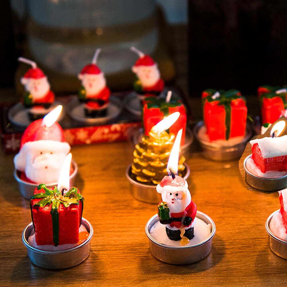 Christmas Candles Santa House Snowman Christmas Tree Paraffin Candles Wedding Party Candles Decor Light