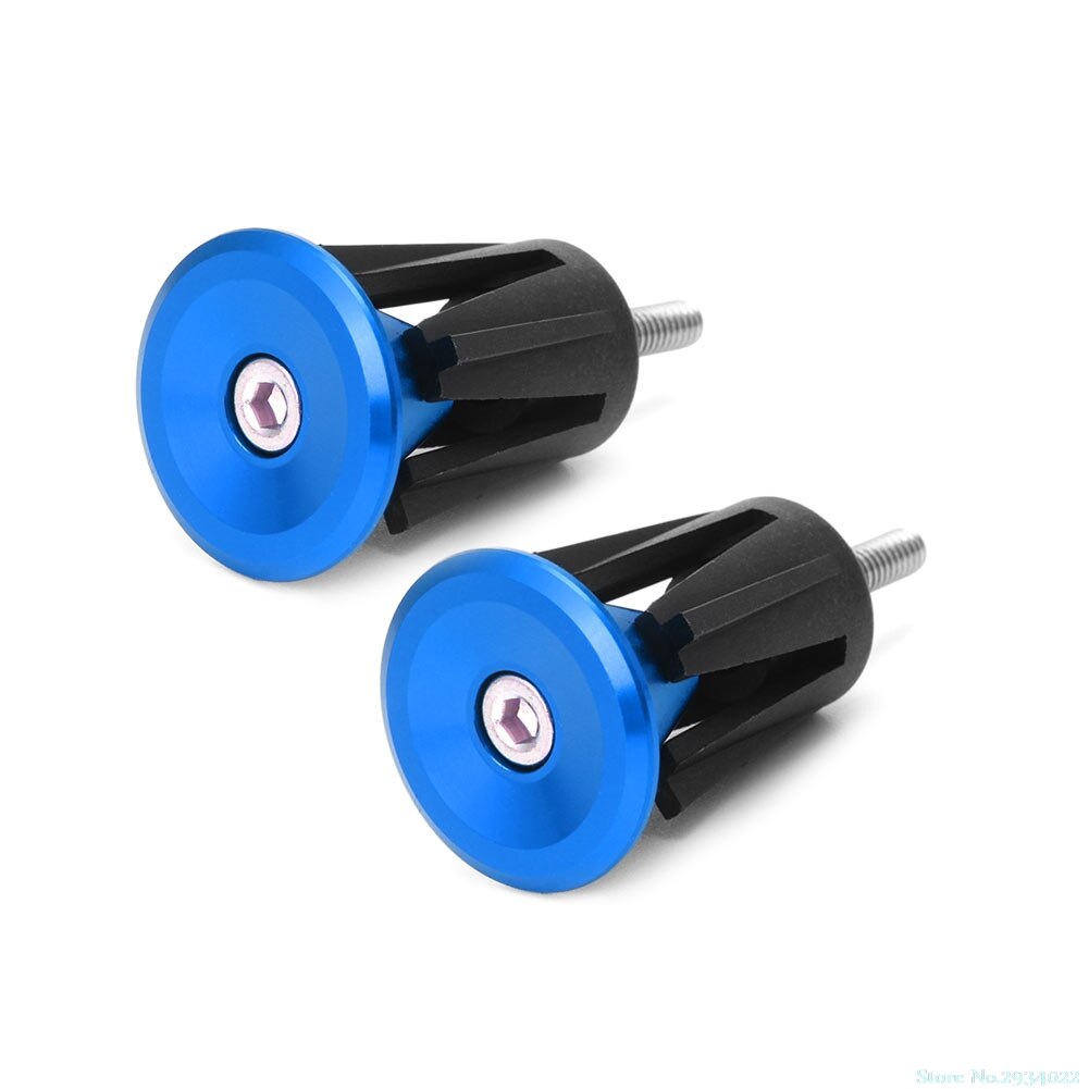1 paar fiets mtb racefiets aluminium stuurgrepen stuurkap eindpluggen: Marineblauw