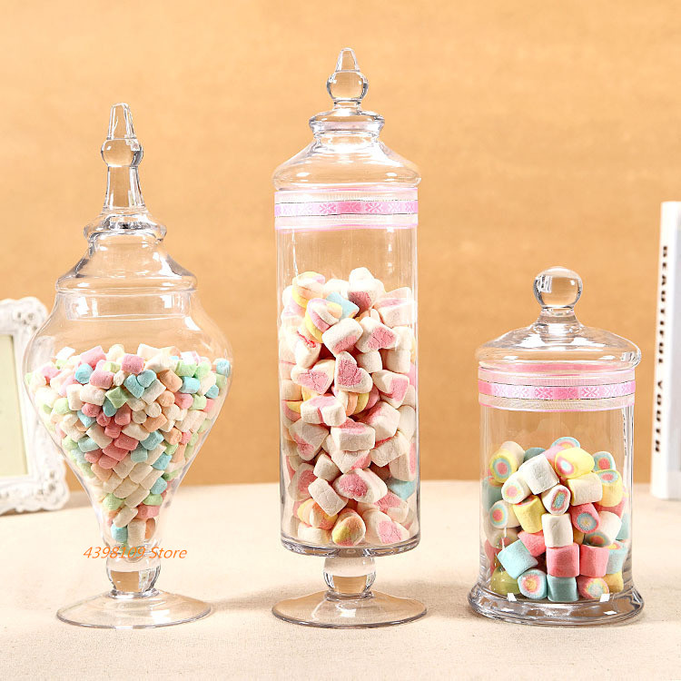 Transparante glazen pot snoep Europese loodvrij glas opslagtank voedsel opslag jar bruiloft dessert decoratie opslag fles