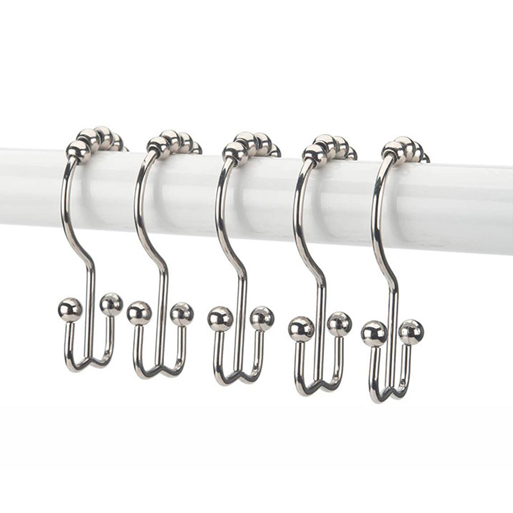 Shower Curtain Hooks Double Sided Bathroom Curtain Metal Hooks Rings for Bathroom Shower Rod Curtains
