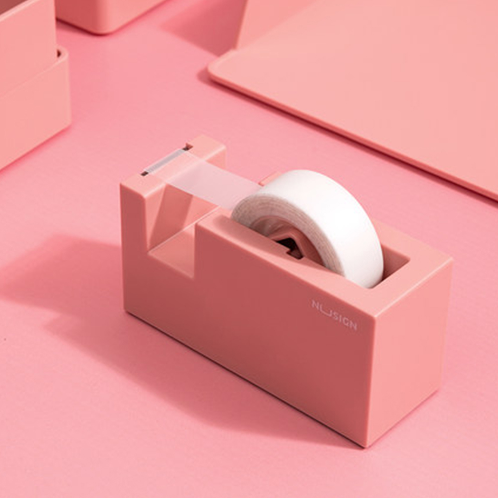 Nusign-cortador de cinta con asiento de cinta, fácil de cortar, pequeño asiento de papel, máquina de cinta creativa colorida para uso en el hogar, escuela y oficina: Pink