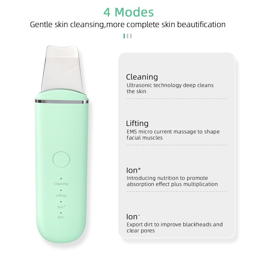 Ultrasonic Skin Scrubber Deep Face Cleaning Peeling Shovel Facial Pore Cleaner Skin Scrubber Lift Beauty Machine