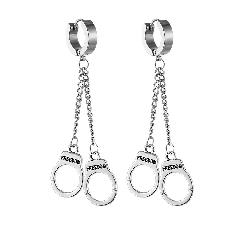 Pendientes de daga de Color negro y plateado para hombre, pendientes de aro con calavera y hoja de espada de acero inoxidable, joyería de tatuaje de roca a la