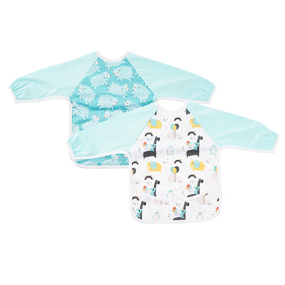 Elinfant Lange Mouwen Slabbetjes Waterdichte Baby Bib En Peuters Met Pocket Licht Gewicht Bib Wasbare One Size Feeding Slabbetjes: BWS10-Baby bibs