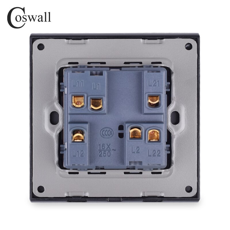 Coswall simpel stil pc-panel 1 gang 3- vejs mellemliggende tænd / sluk-lysafbryder wall rocker crossover switch  ac 12-250v 16a