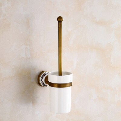 Antikt badeværelsestilbehør messing toiletpapirholder håndklædeholder holder ringvægmonteret hardwaresæt til badekar: Toilet børste