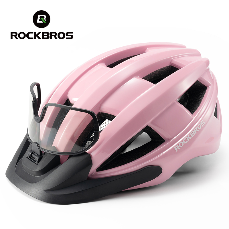 ROCKBROS-casco de ciclismo ultraligero, gafas magnéticas con luz trasera, casco de bicicleta integrado, protección de para montaña y carretera: Negro