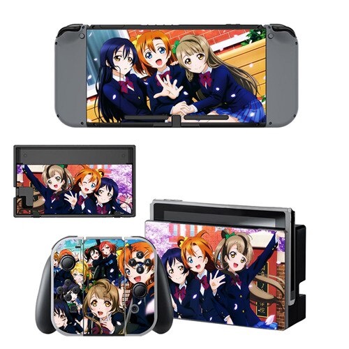 Anime Cute Girl Lovelive Decal Vinyl Skin Sticker for Nintendo Switch NS Console+Controller+Stand Holder Protective Film: YSNS0536