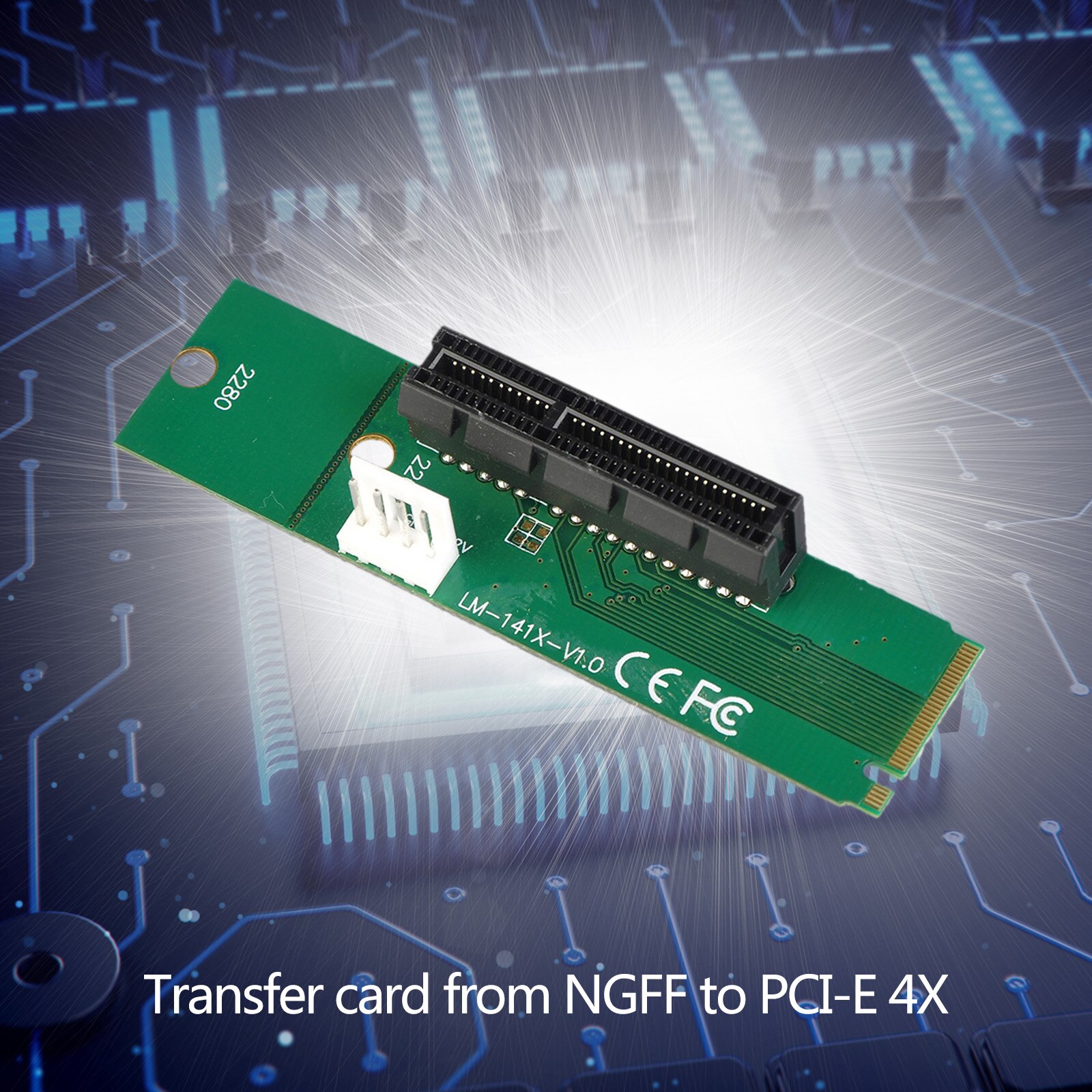 NGFFl Interface to PCIE Converter Adapter Card for Laptop External PCIE X4 Slot Adapter Express Riser Card Computer M.2 to PCIE