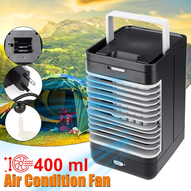 AC220V Mini Portable Air Conditioner Humidifier Purifier Desktop Cooling Fan Air Cooler Black Fan for Camping Outdoor Activities