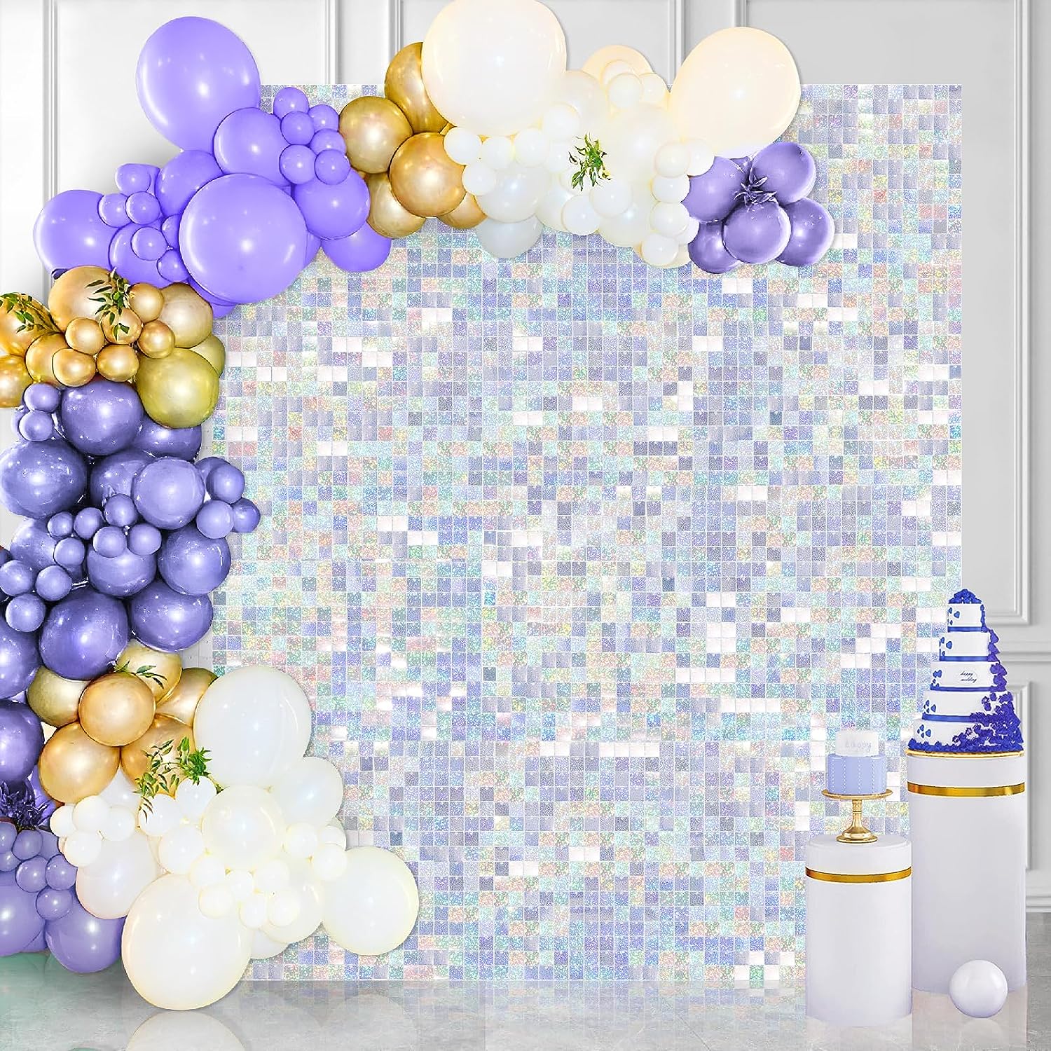 24 件/套 Shimmer Wall Backdrop Panels, 12 英寸/30.48cm Pc Sequin Backdrop Shimmer Wall Panels for Birthday Party Wedding: Light Grey