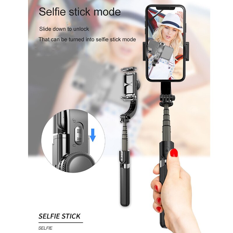 Asta Selfie Bluetooth Treppiede - Stabilizzatore Gimbal, PTZ Anti-shake, Estensibile Pieghevole, per Telefoni 4-6.2"