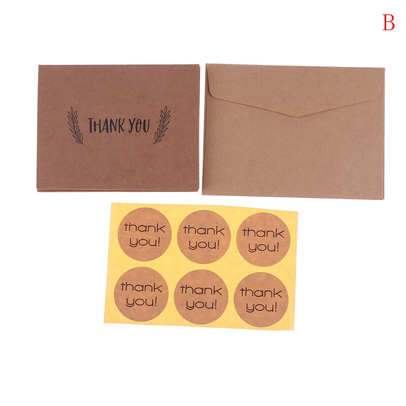 18pcs Envelope Sticker Set Thank You Greeting Card kraft Paper Envelopes Seal Sticker Wedding Party Mini Brown Paper Card: B