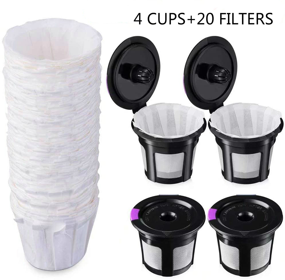 4 Stuks Pack K Cups En 20 Stuks Koffie Filters Voor Keurig 1.0 En 2.0 Brewers, papieren Filters Fit Herbruikbare K-Cup Peulen