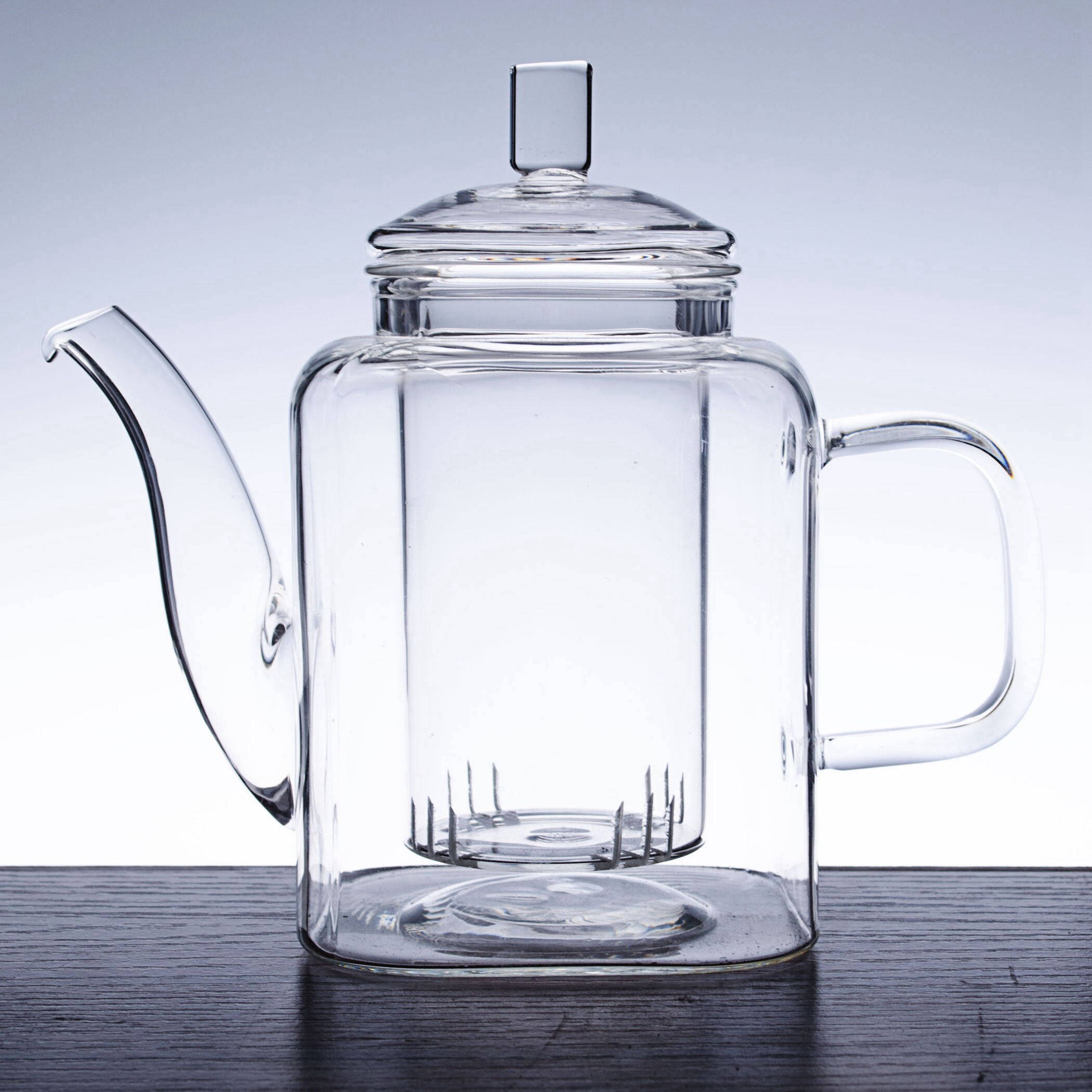 1x 6in1 Kung Fu Coffe Thee Set D- 375Ml Plein Hittebestendige Thee Pot + 2*100Ml Mokken W/Handle + 2 * Kleine Schoteltjes + Bamboe Lade