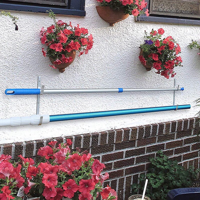 Juego de 4 soportes de aluminio BESTPool, ganchos para postes telescópicos, Skimmers, rastrillo de hojas, redes, cepillos, vacío H
