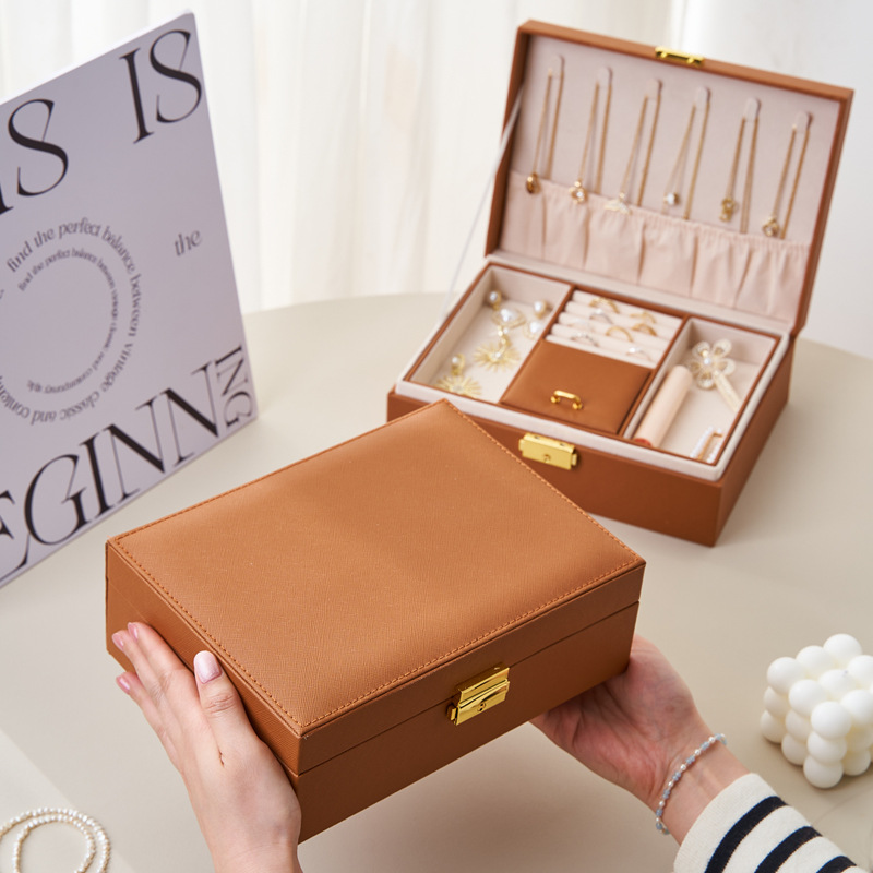 Smykkeskrin opbevaringsboks med stor kapacitet multifunktionel opbevaring til halskæder, ringe og øreringe, smykkeopbevaring