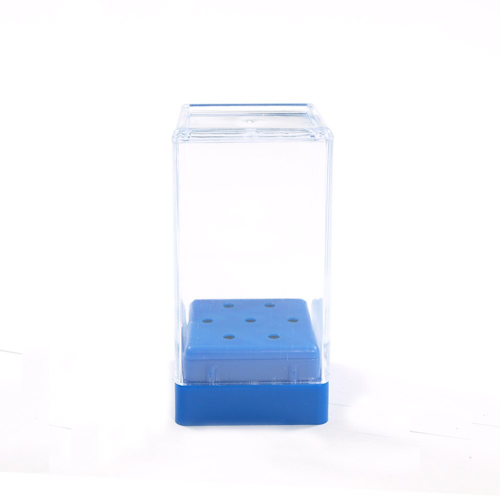 Nail 7 Gaten Slots Vierkante Plastic Nail Boor Hoofd Bits Display Opbergdoos Nail Boren Container Stand Display: Blue