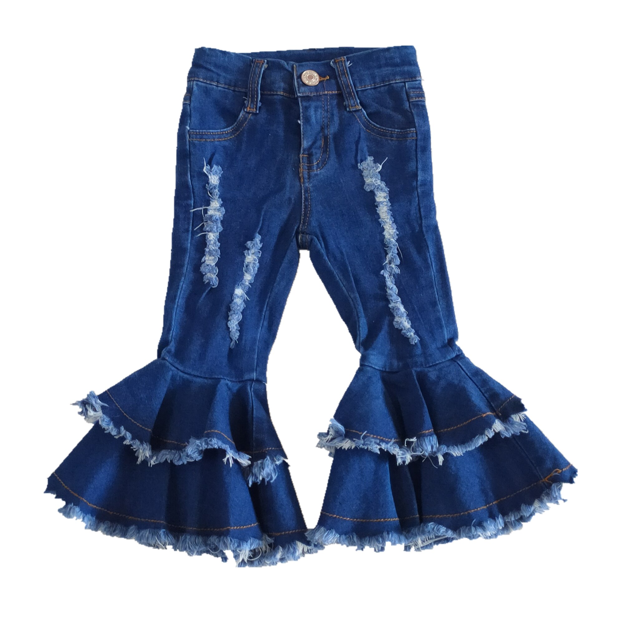 Babypige jeans med flæser