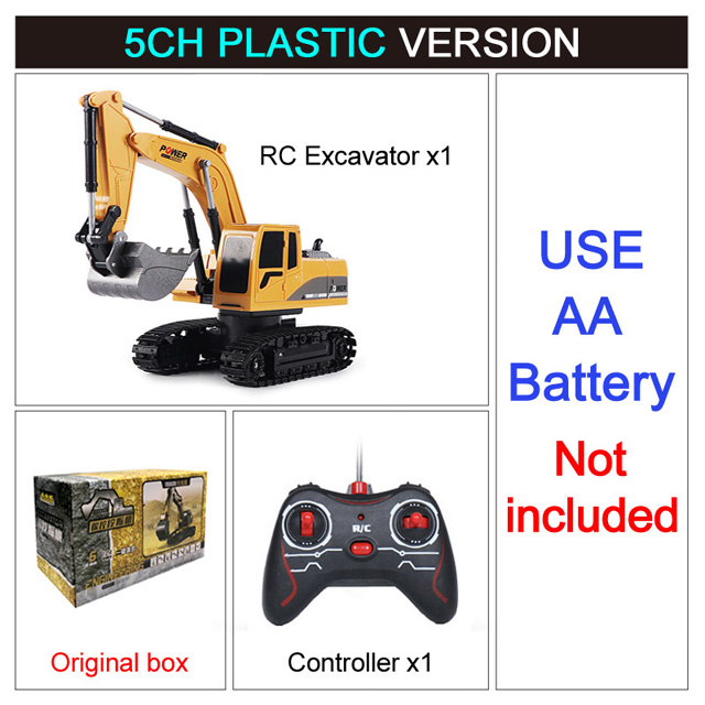 Engineering 2.4Ghz 6 Channel Car 1:24 RC Excavator Toy Alloy And Plastic Excavator 6CH And 5CH RTR For Kids Christmas: 5CH AA with box