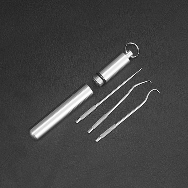 Outdoor Draagbare Titanium Tandenstoker Set Met Case Roest-Weerstand Tooth Pick Holder Gereedschap