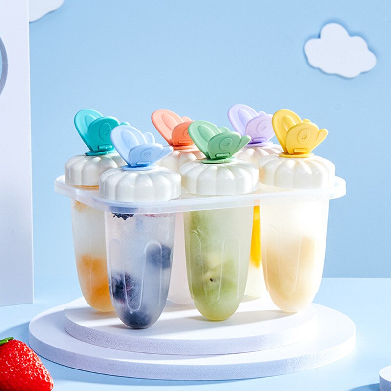 1 Pcs Household Six-hole Plastic Ice Mold Summer Homemade Ice Cream Popsicle Rocket Type Popsicle Mold With Handle: 02