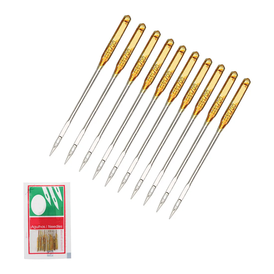 Durable 10 unids/set agujas para máquinas de coser domésticas para Brother Singer también se adaptan a la antigua aguja de coser para máquinas de coser: Gris oscuro