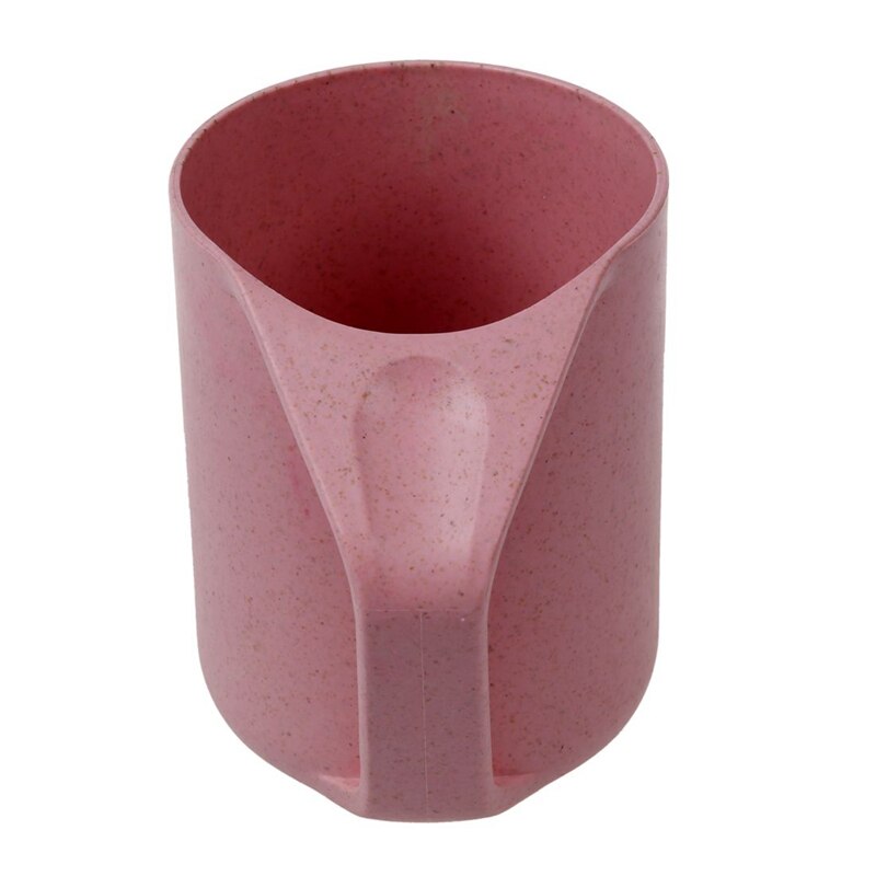 2X Onbreekbare Creatieve Koffie/Thee Mok Cup Tarwe Stro + Voedsel Grage Pp Plastic Kleur: roze &amp; Beige