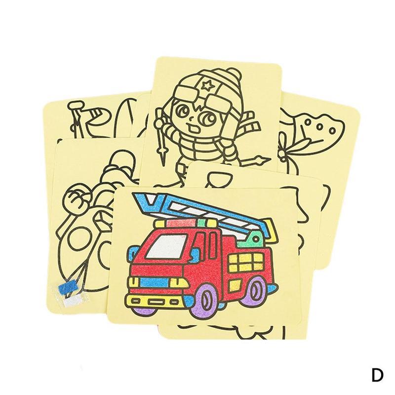 Diy Handmade Color Sand Painting Children Art Color Paper Painting Sand Picture Painting Crafts Graffiti N2H6: D