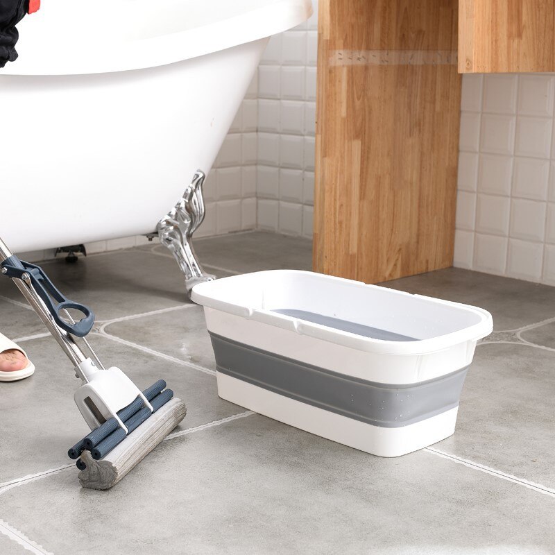 Portable Folding Mop Bucket Foldable Basin Clean Bucket Accessories Bathroom Tourism Folding Silicone Bucket Fishing Car Wash