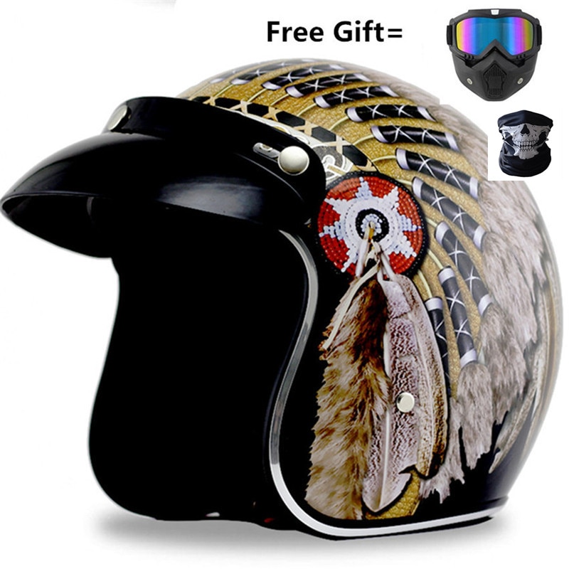 neue moto helm indische druck casco capacete moto rcycle helm 3/4 open gesicht vintage moto kreuz helme S ~ XXL
