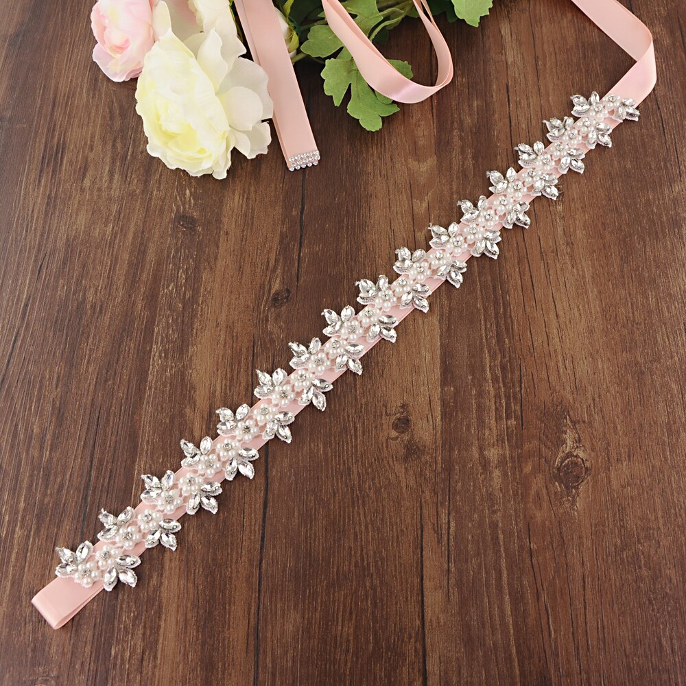 Luxe parelriem voor trouwjurken, bruidsjurkaccessoires, bruidsjurkriem, bruidsmeisjesriem, avondfeestjurkriem, scs 275: Vintage roze