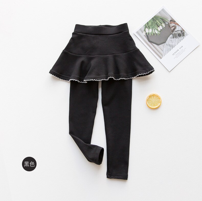 2022 Baby Girls Leggings Cotton Princess Skirt-pants Spring Autumn Children Slim Skirt Trousers for 2-7 Years Kids Clothes: black / 110