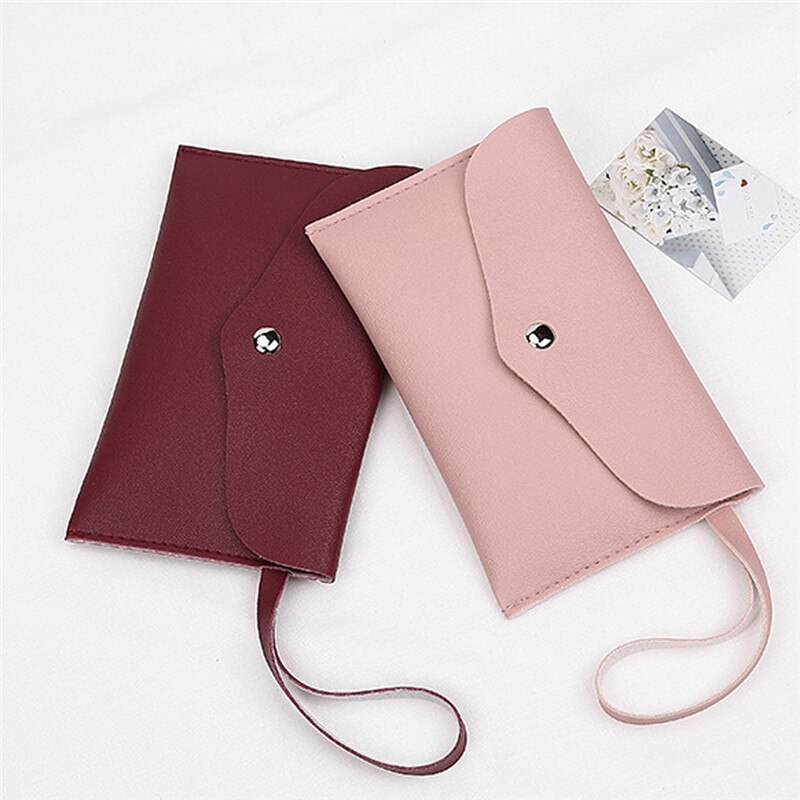 Women Simple Zipper Leather Slim Wallet Female Purse Clutch Thin Wristlet Phone Coin Credit Card Holder Dollar