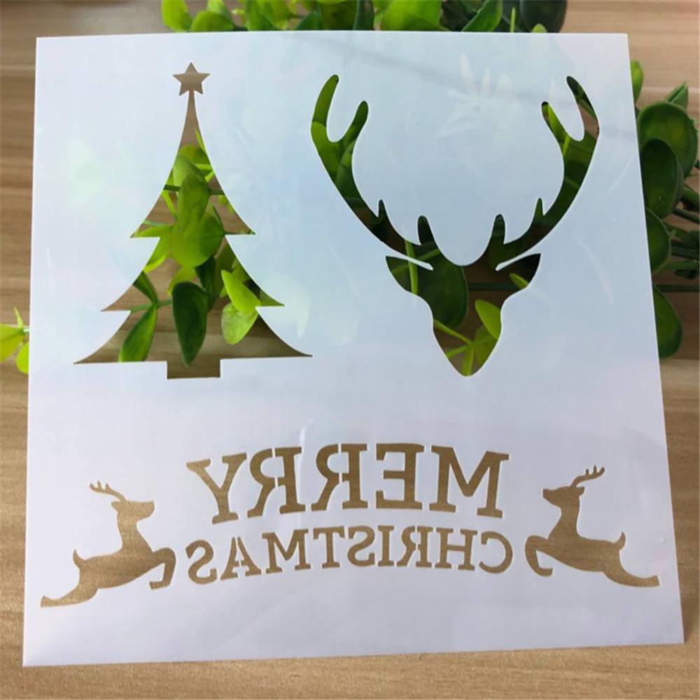 Weihnachten Schablonen Vorlagen Hirsch Dekor DIY Grafiken Malerei Scrapbooking Stempel Ornament Album Geprägte Vorlage wiederverwendbar: 4