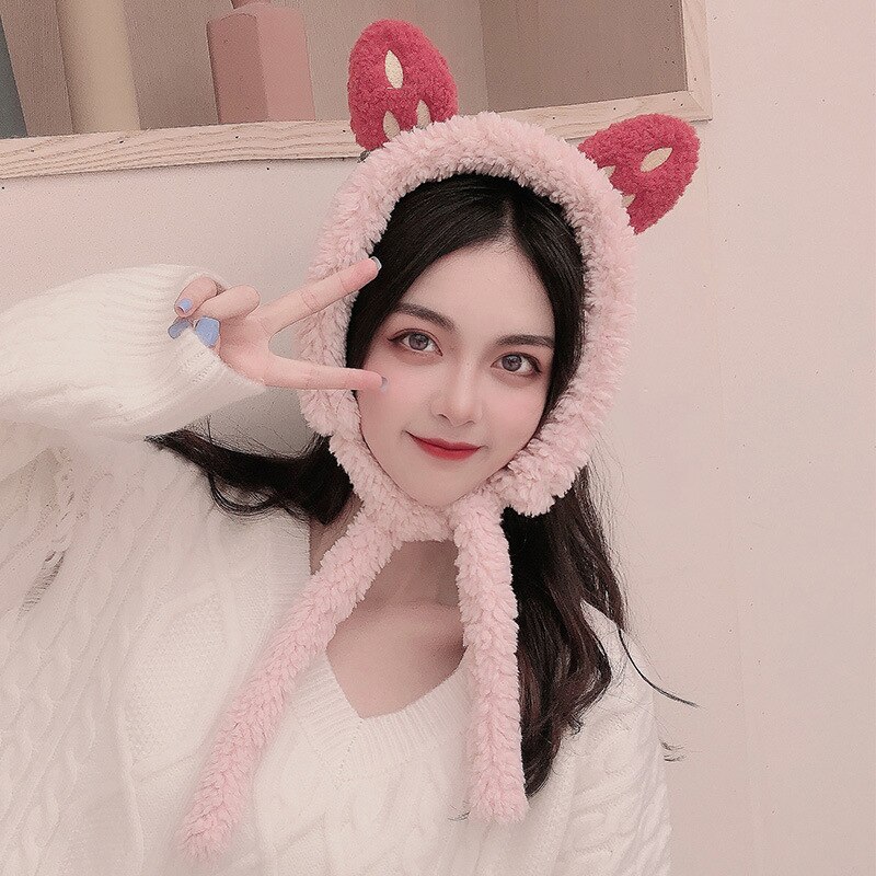 Strawberry Ear Earmuffs Warm Female Autumn Winter Warm Plush Sweet Lovely Head Wear Headwear Protection Ear Hair Belt Earmuffs