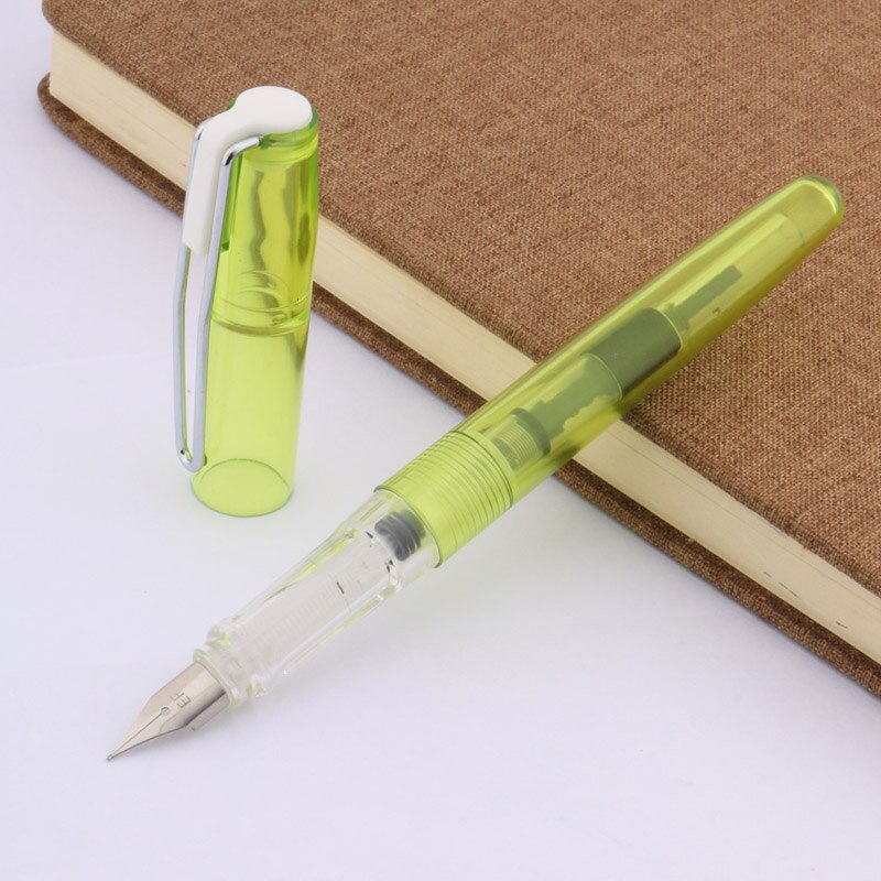 1 pc asas escritório cor transparente roxo prata aço inoxidável nib caneta fonte: Transparent green