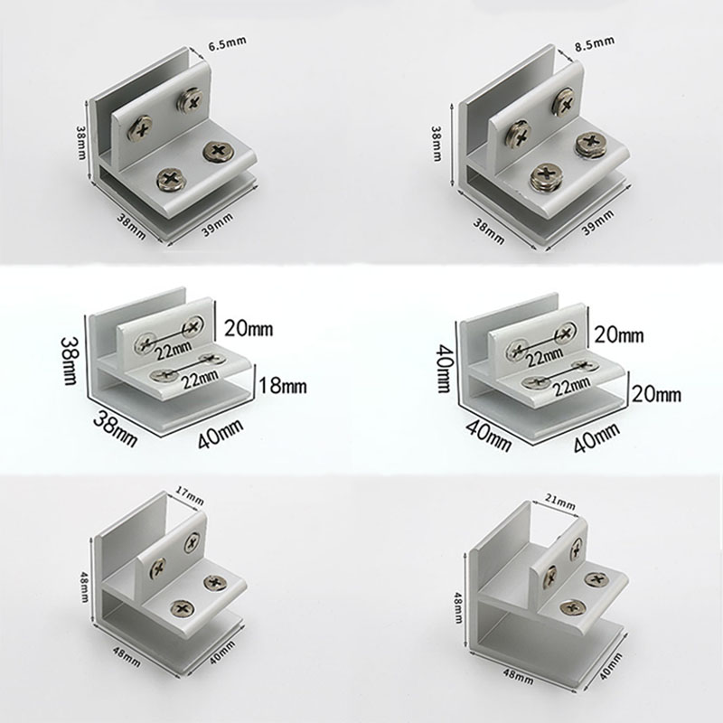 Aluminum Glass Clamps 90 Degrees Shelves Support Bracket Clips DIY Hardware for 2 to 20mm Thickness Board Glass Acrylic