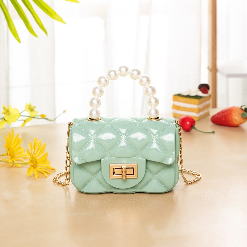 Mini Fasion - Kleine Schouder Bgas Jelly Leuke Crossbody Tas Vrouwen Tote Parel Handvat Handtassen Top-Hanlde-Tassen: Green