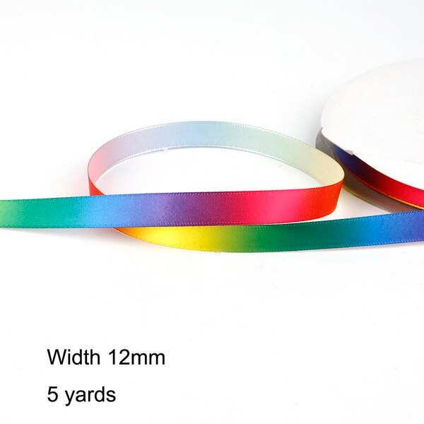 5Yard/Lot 6 10 12 15 20 25 30 40 50Mm Regenboog Kleur Satijn Lint Tape Voor bruiloft Decoratie Wrap Kerst Lint: 12mm