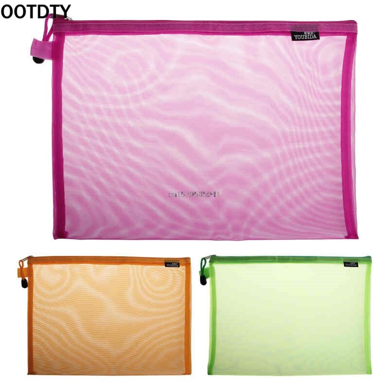 Bolsa de documentos de tela de nailon tamaño A4 cremallera Organizador de bolsillo de almacenamiento material de oficina escolar